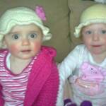 Holly & Charlotte wearing the hats I made them